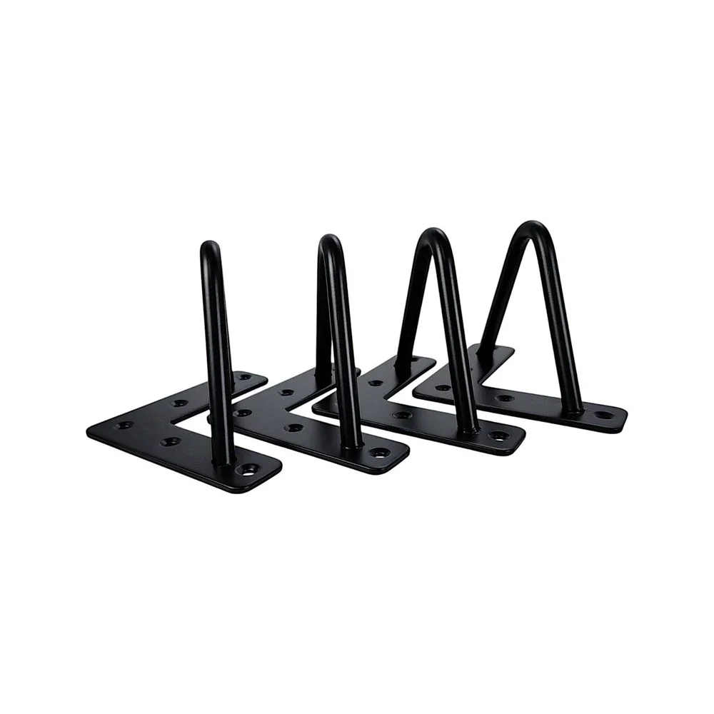 4 Pcs Metal Black Hairpin Furniture Legs With Floor Protector, Open Box, Unused